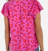 Liverpool Los Angeles short sleeve flutter v neck woven top