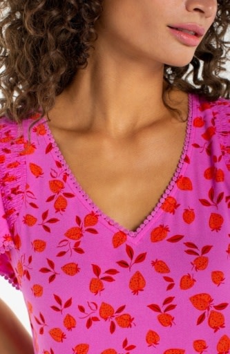 Liverpool Los Angeles short sleeve flutter v neck woven top
