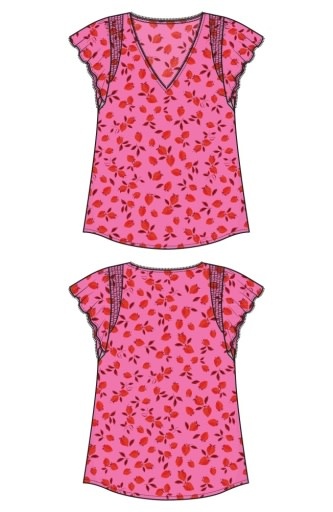 Liverpool Los Angeles short sleeve flutter v neck woven top