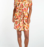 Liverpool Los Angeles short sleeve shirred button front woven dress