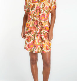 Liverpool Los Angeles short sleeve shirred button front woven dress