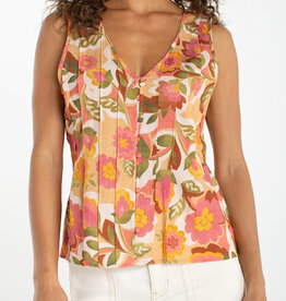 Liverpool Los Angeles sleeveless v neck woven top w/pintucks
