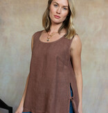 Cobblestone Living Washed Espresso Brina Linen Top