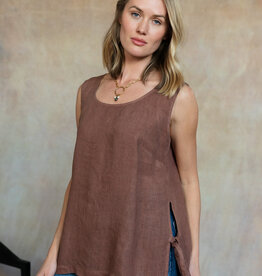 Cobblestone Living Washed Espresso Brina Linen Top