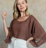 Cobblestone Living Washed Espresso Lana Linen Topper