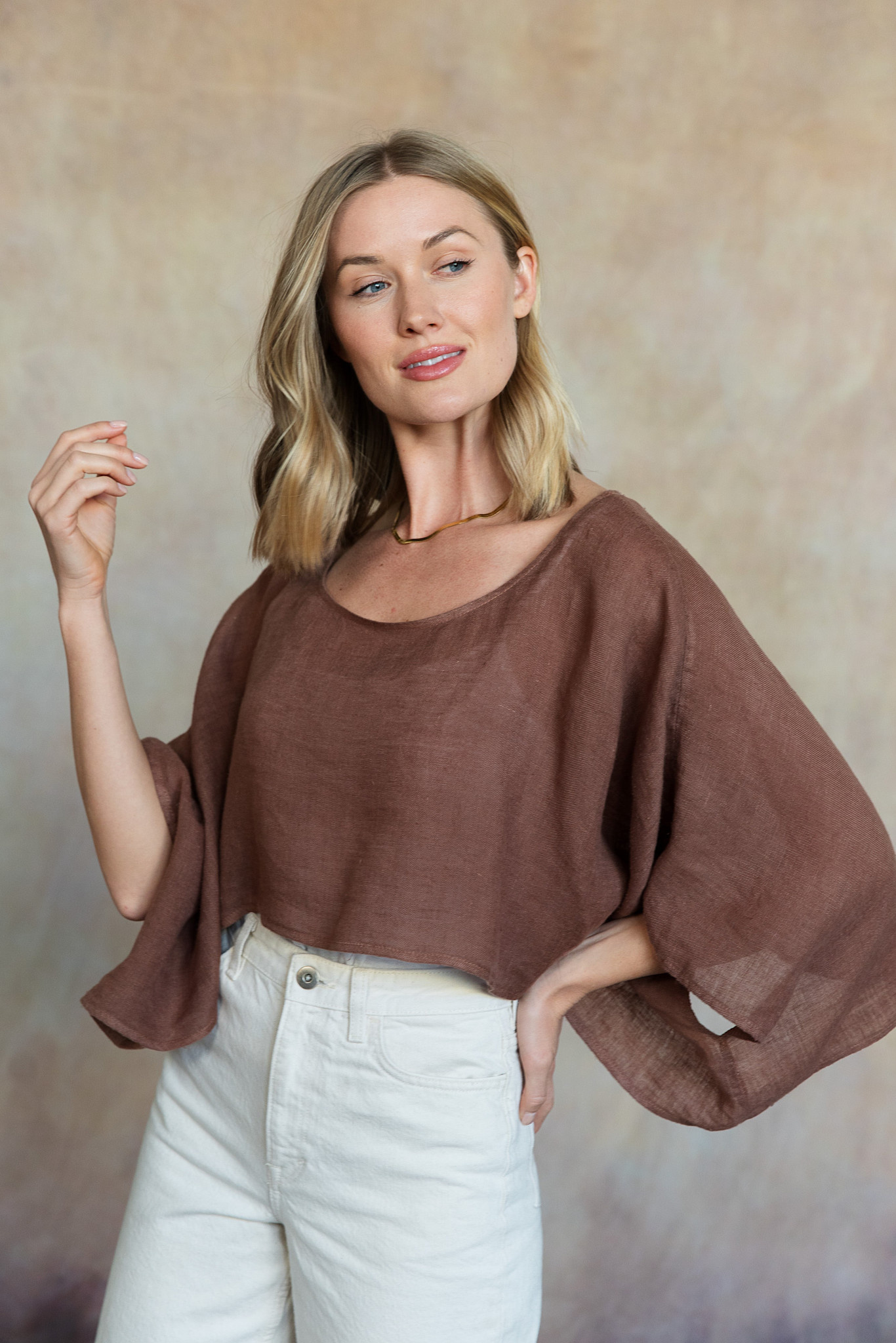 Cobblestone Living Washed Espresso Lana Linen Topper