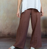 Cobblestone Living S/M Washed Espresso Lenore Linen Wide-Leg Pants
