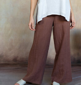 Cobblestone Living L/XL Washed Espresso Lenore Linen Wide-Leg Pants