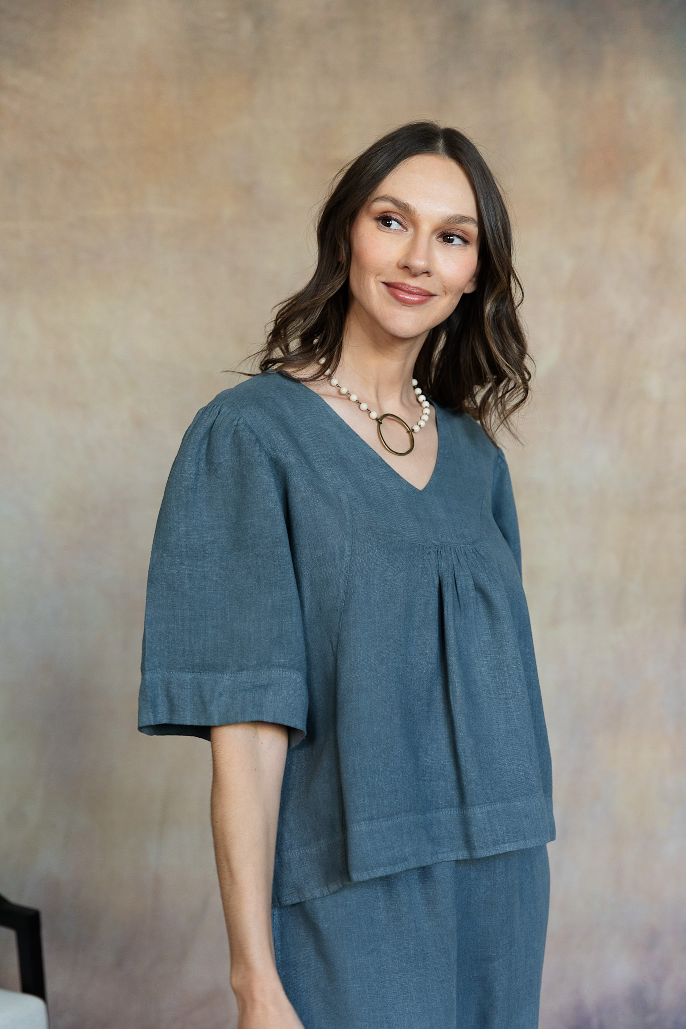 Cobblestone Living Washed Grey Amelie Linen Top