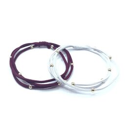 Erin Gray 3mm Gold Water Pony Waterproof Bracelet Hair Bands in Crimson and White (#8)