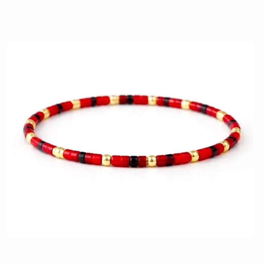 Erin Gray Endless Summer 14k Gold filled & Rich Red Beaded Bracelet