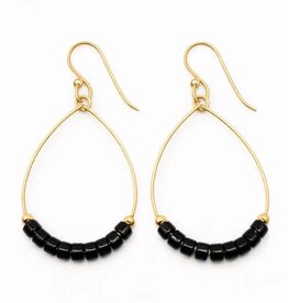 Erin Gray Heishi Aster Earrings in BLACK - Waterproof