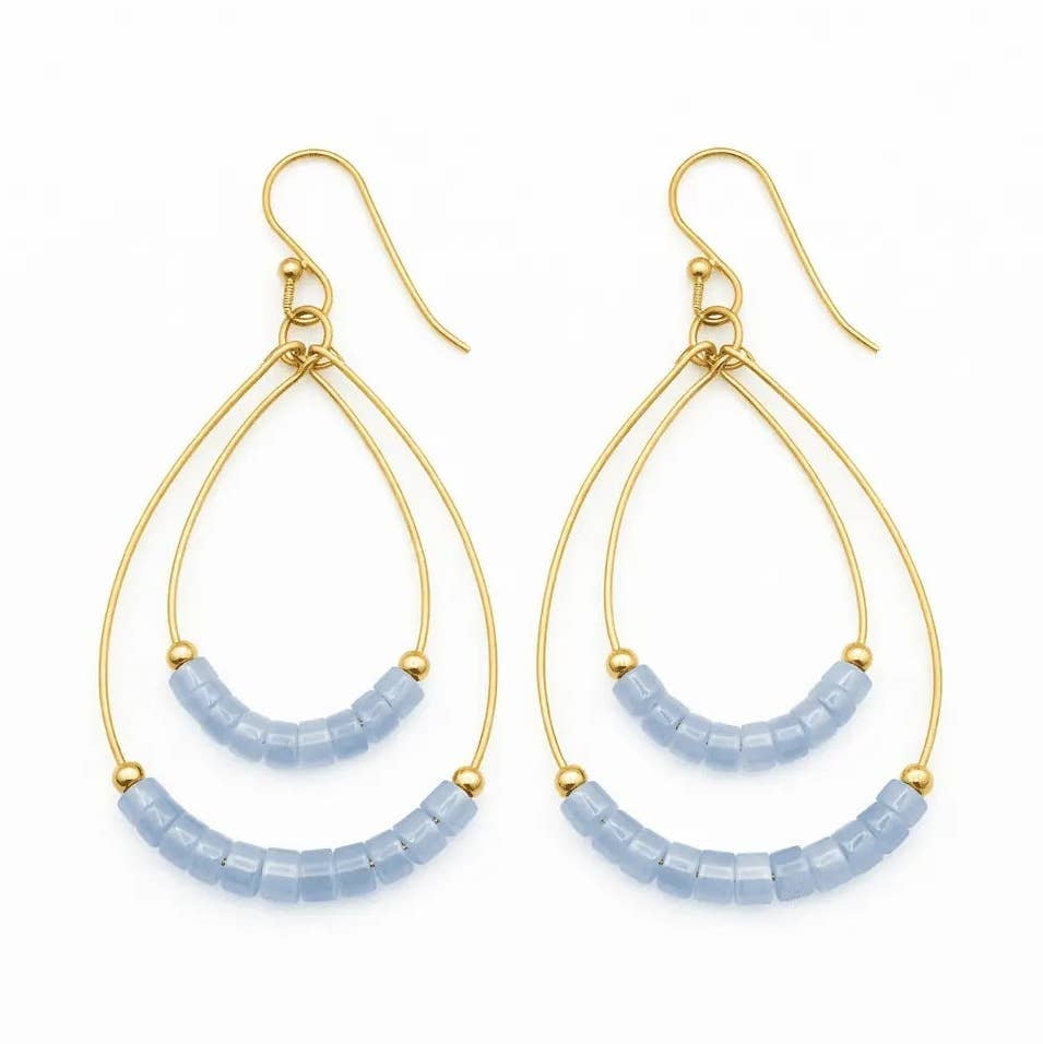 Erin Gray Heishi Ella Cate Earrings in AQUAMARINE
