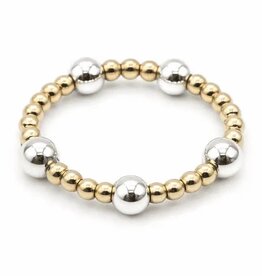 Erin Gray Malibu Mix Sterling Silver 4mm & Gold filled 2mm Beaded Waterproof Stretch Ring