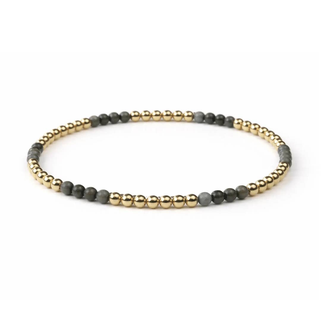 Erin Gray Refined Gray Stone and 14k Gold-Filled Beaded Bracelet