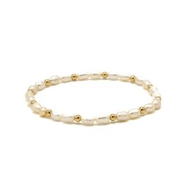 Erin Gray Rice Pearl Bracelet with 3mm 14k Gold-Filled Beads