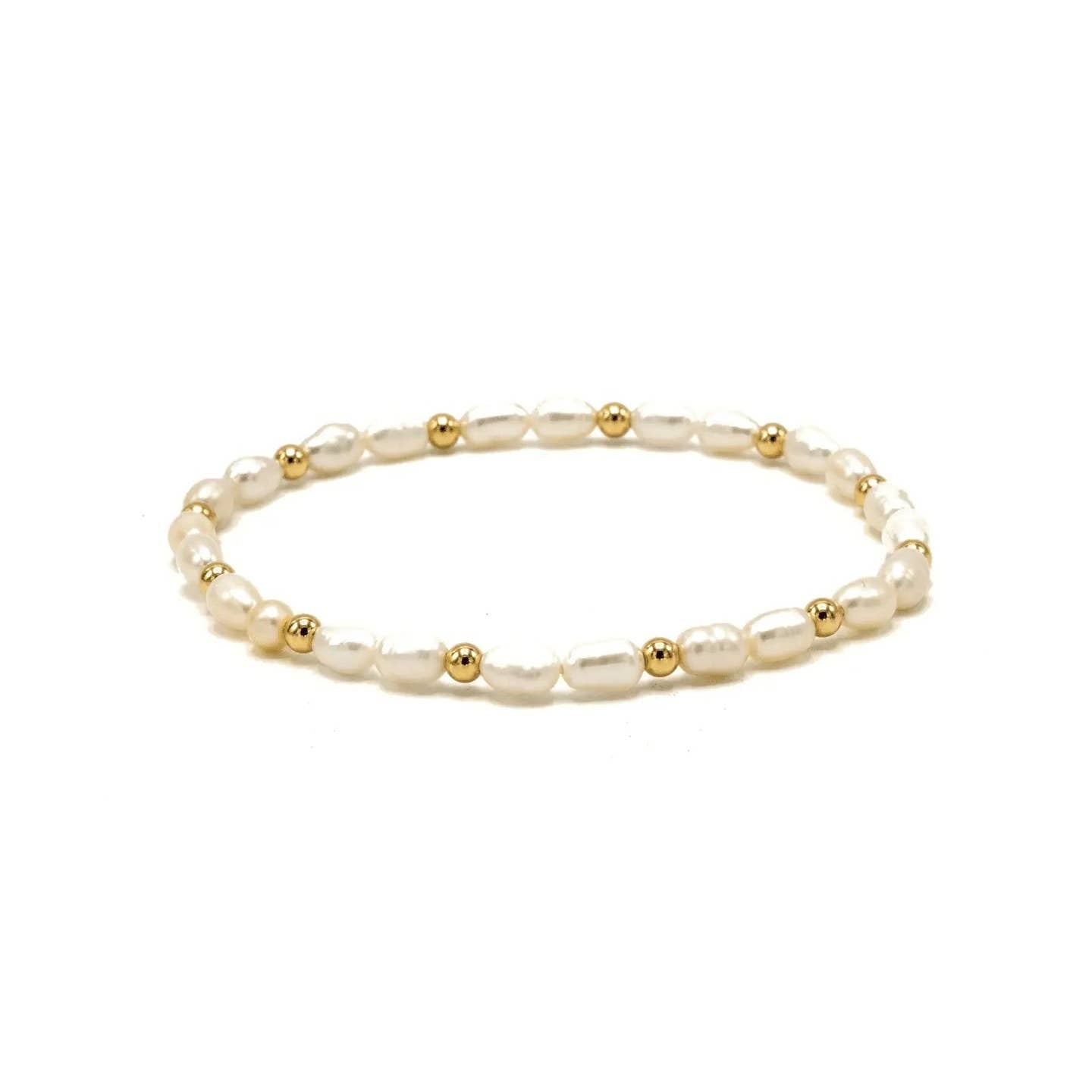Erin Gray Rice Pearl Bracelet with 3mm 14k Gold-Filled Beads