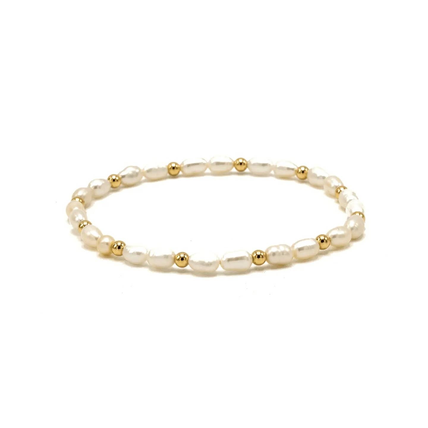 Erin Gray Rice Pearl Bracelet with 3mm 14k Gold-Filled Beads