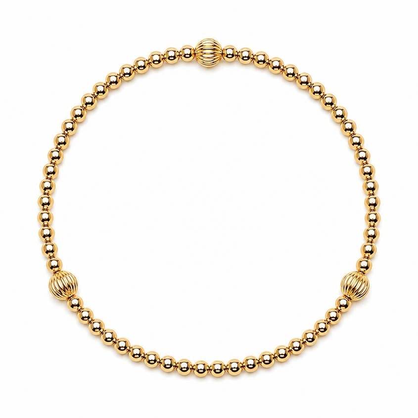 Erin Gray Sedona 2mm Gold-Filled Beaded and Corrugated Stretch Bracelet