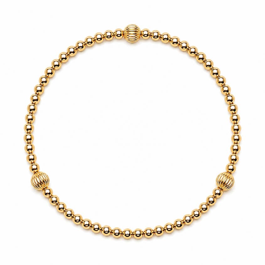 Erin Gray Sedona 2mm Gold-Filled Beaded and Corrugated Stretch Bracelet