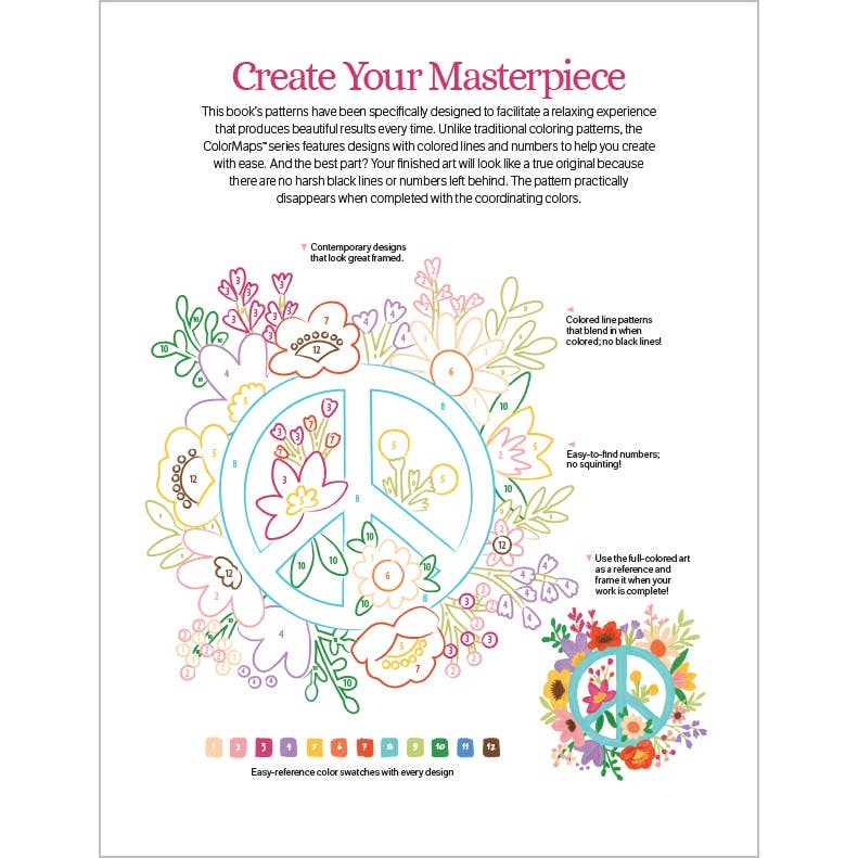 Better Day Books ColorMaps: Be Happy Color-Coded Patterns Adult Coloring Book