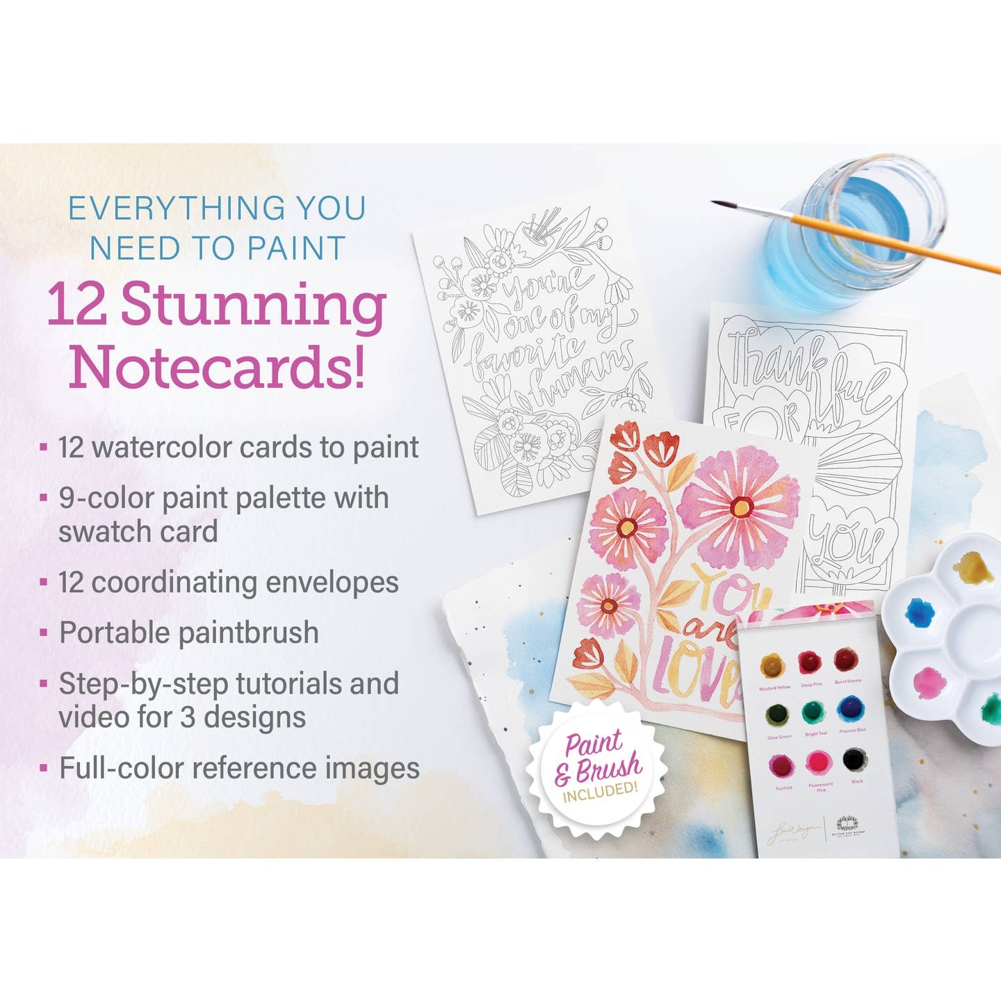 Schiffer Publishing Watercolor the Easy Way Paint-Your-Own Cards Friends