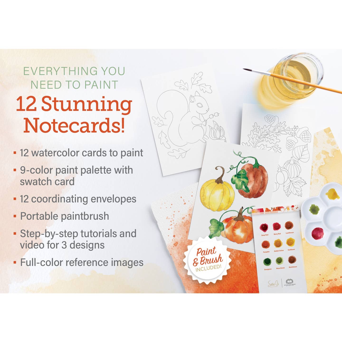 Schiffer Publishing Watercolor the Easy Way Paint-Your-Own Watercolor Cards Autumn