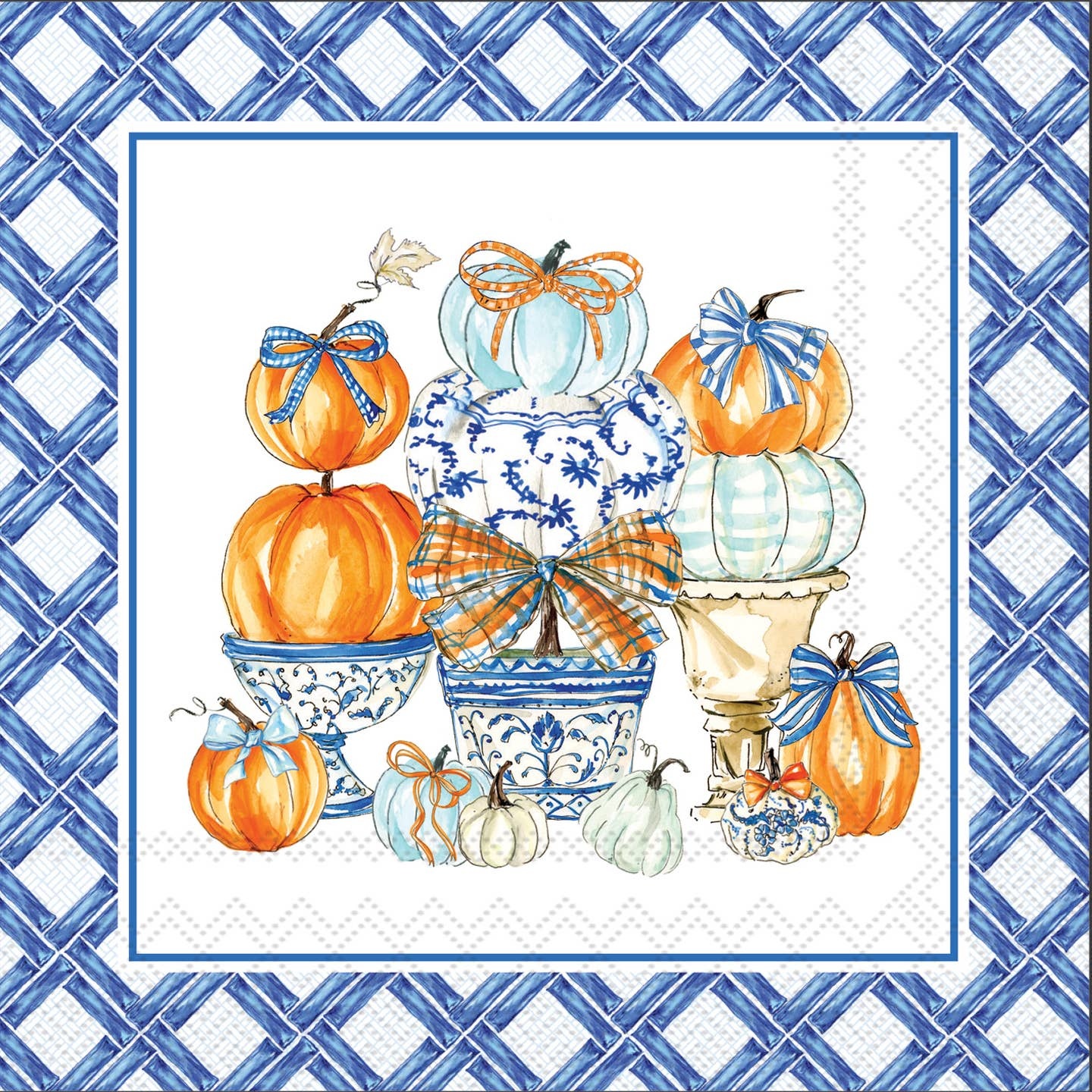 Boston International Chinoiserie Pumpkin Topiary Cocktail Napkins 20 ct