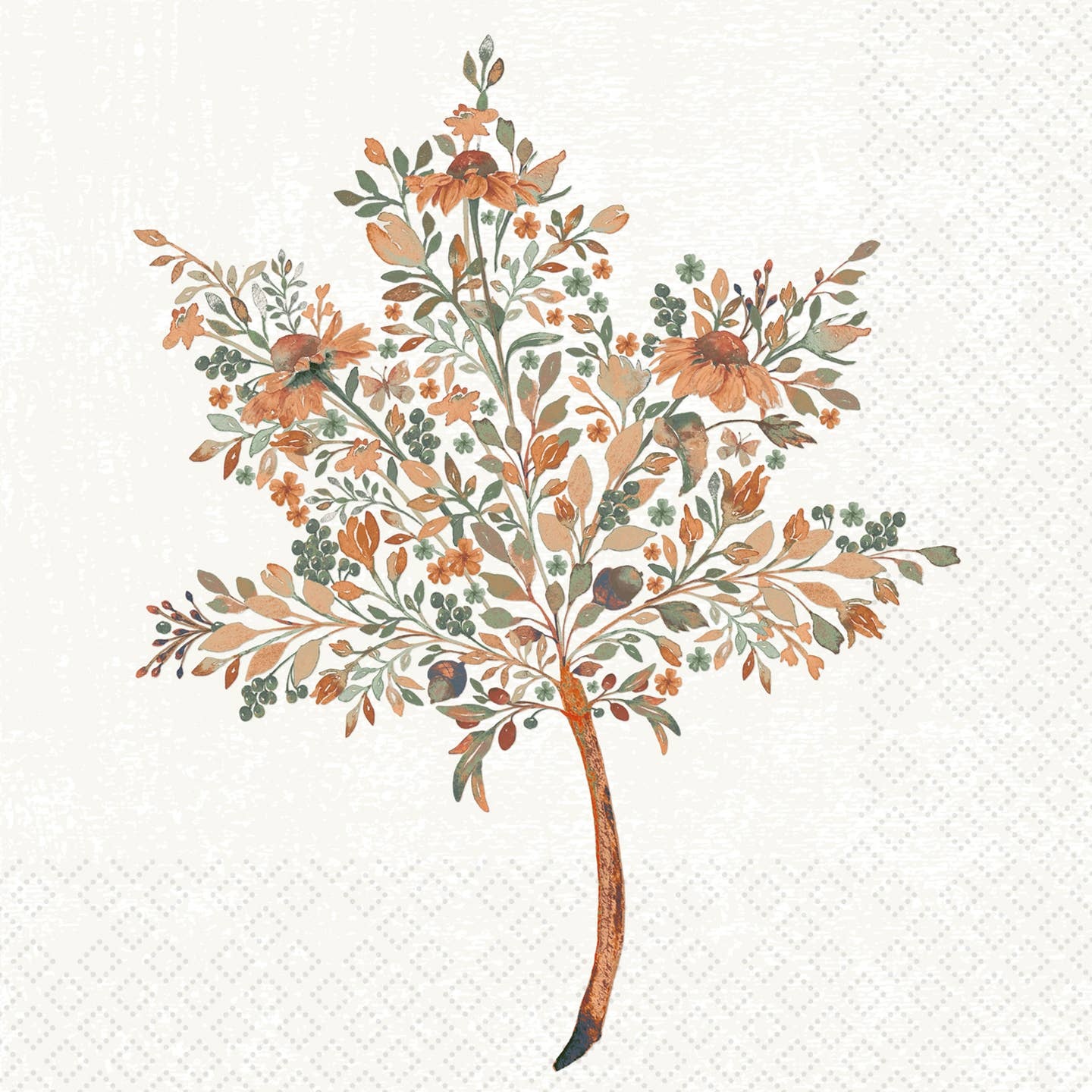 Boston International Floral Maple Leaf Cocktail Napkins 20 ct Fall Autumn