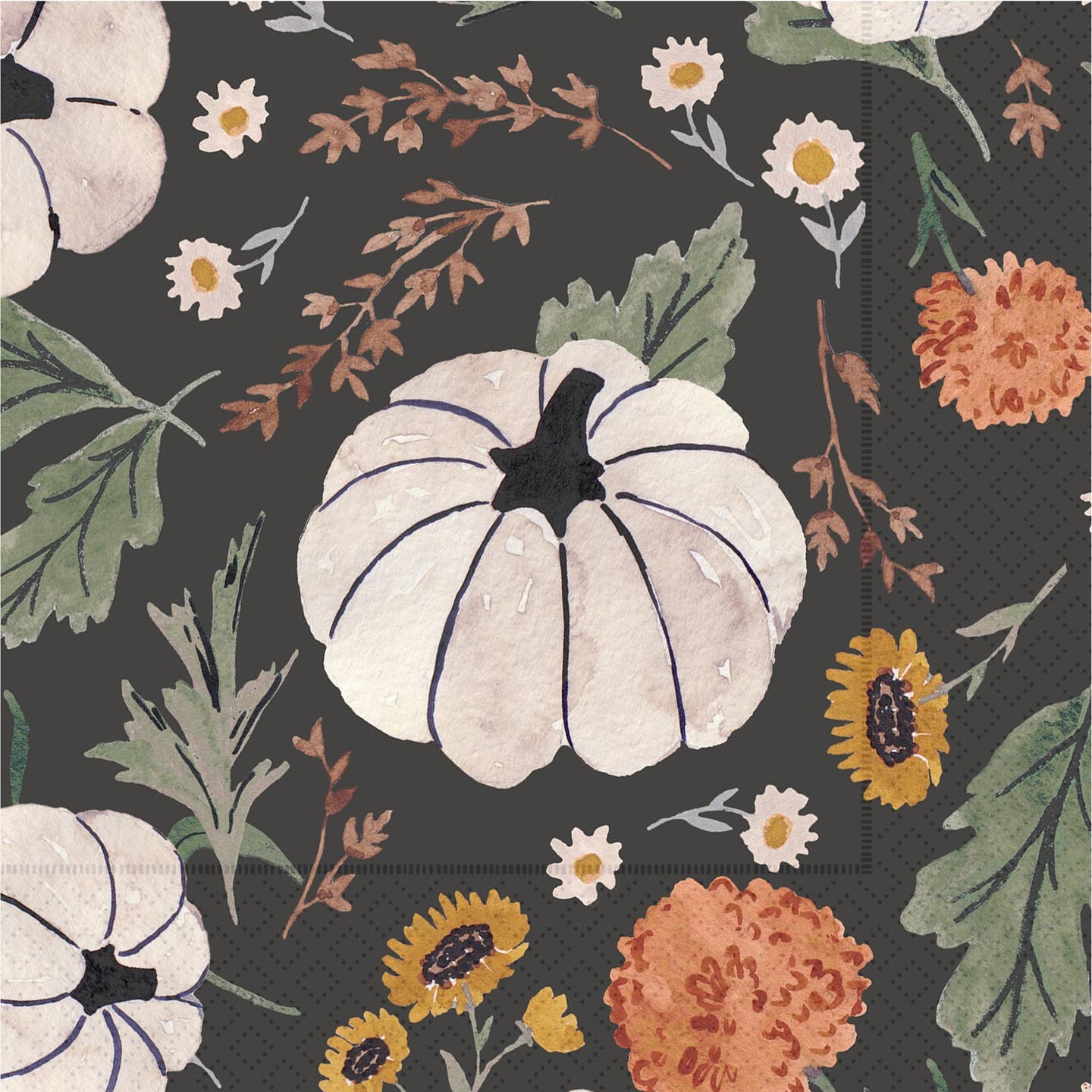 Boston International Floral Pumpkin Spread Cocktail Napkins 20 ct Fall Autumn