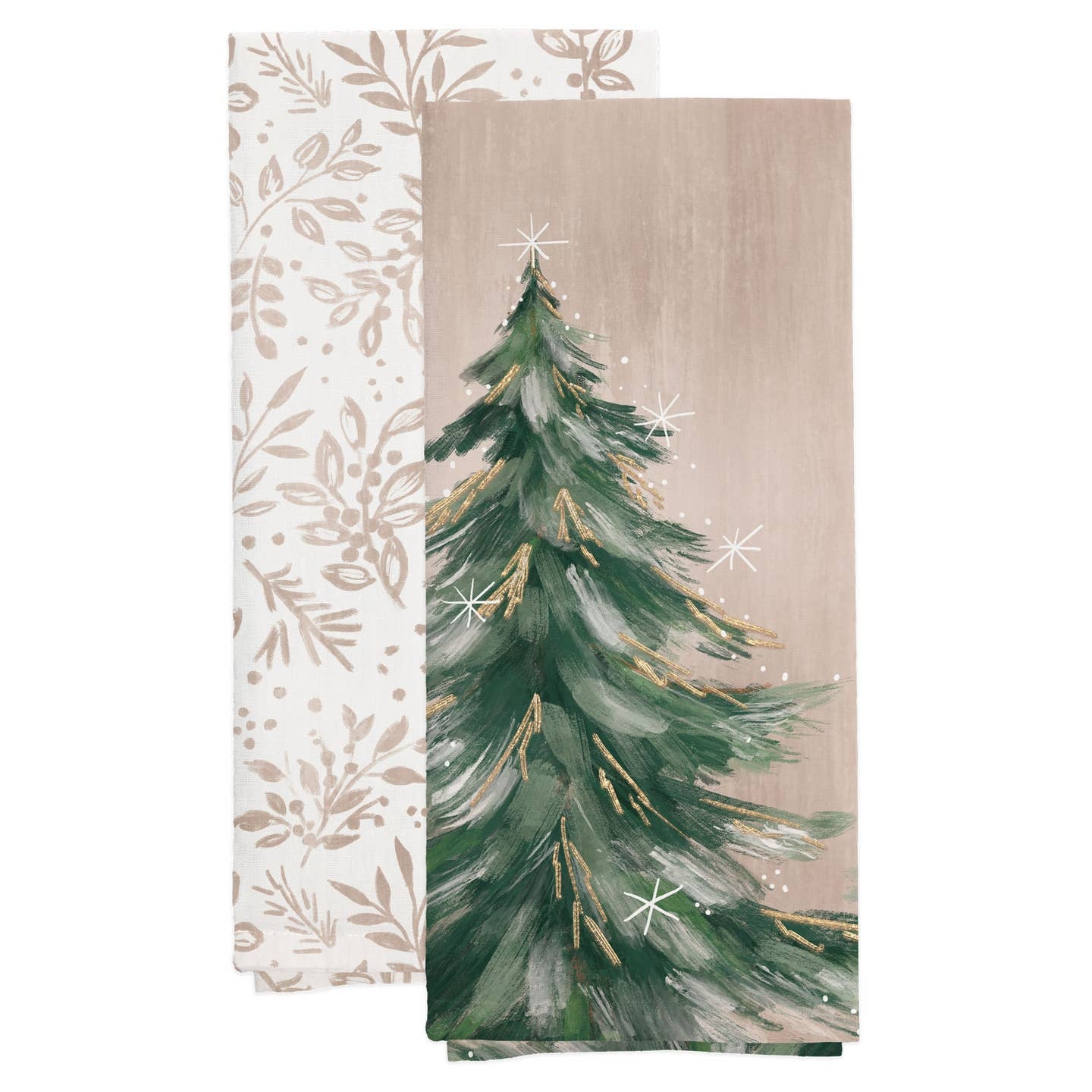 Boston International Gilded Tree Cotton Tea Towels Set of 2 Christmas