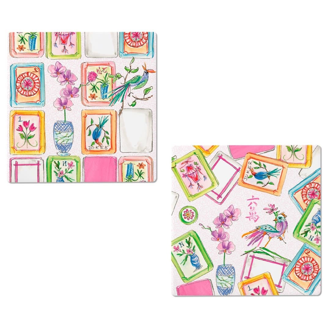 Boston International Mahjong Pink Ceramic Coaster (choice of 2 styles)