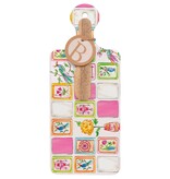 Boston International Mahjong Pink CUTErie Cheese Board & Wood Spreader Set Ceramic Charcuterie