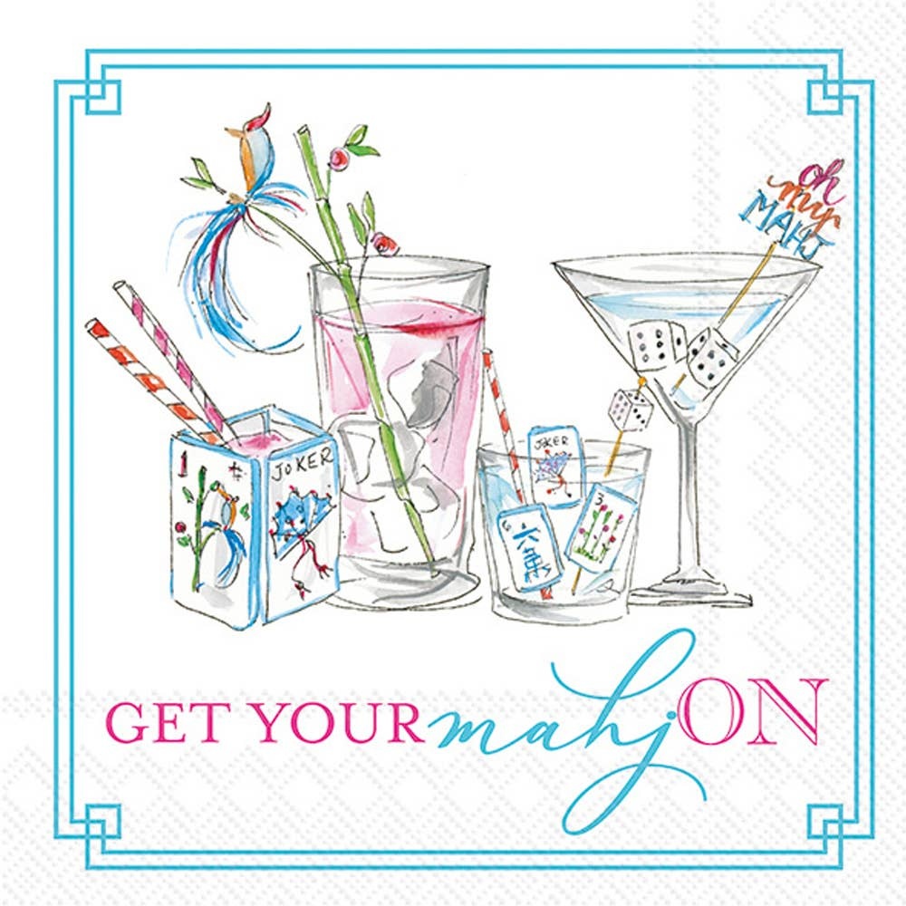 Boston International Paper Cocktail Napkin 20 Ct Mahjong Drinks Rosanne Beck