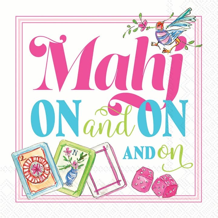 Boston International Paper Cocktail Napkins 20 Ct Mahj On and On Rosanne Beck