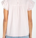 Liverpool Los Angeles dbl flutter sleeve woven blouse w/ emb