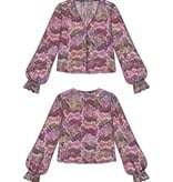 Liverpool Los Angeles long sleeve button front woven top w/smocking