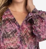 Liverpool Los Angeles long sleeve button front woven top w/smocking