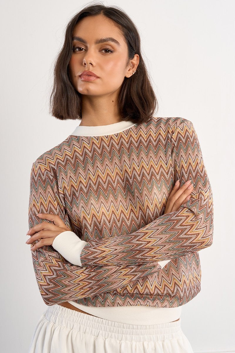 Molly Bracken Beige Young Ladies Knit (zigzag chevron multicolor)