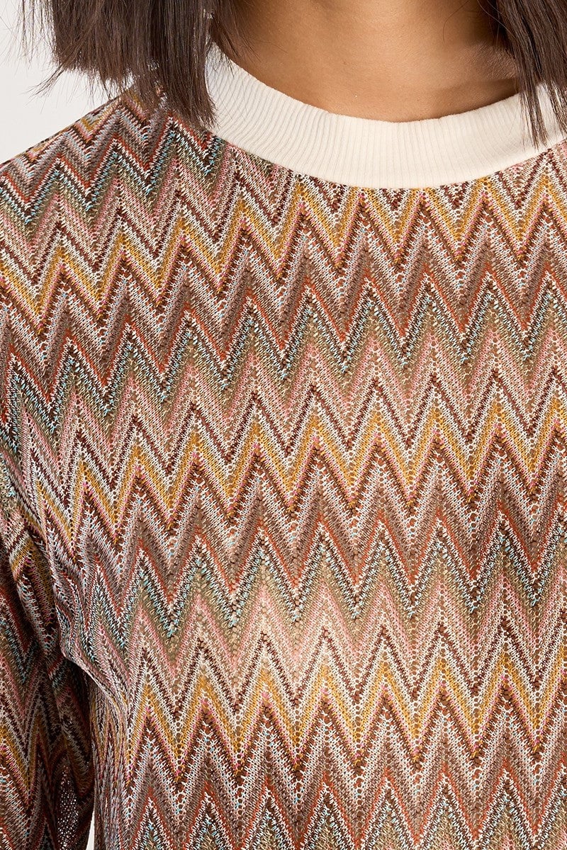 Molly Bracken Beige Young Ladies Knit (zigzag chevron multicolor)