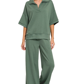 Dk Forest Scuba Collared Short Sleeve Pullover & Center Seam Pants Set