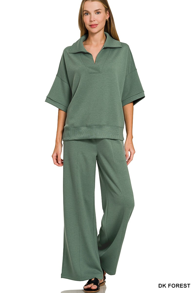 Dk Forest Scuba Collared Short Sleeve Pullover & Center Seam Pants Set