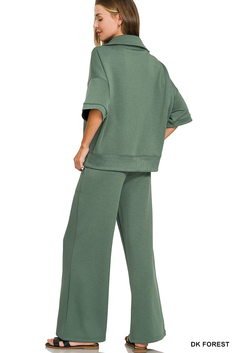 Dk Forest Scuba Collared Short Sleeve Pullover & Center Seam Pants Set