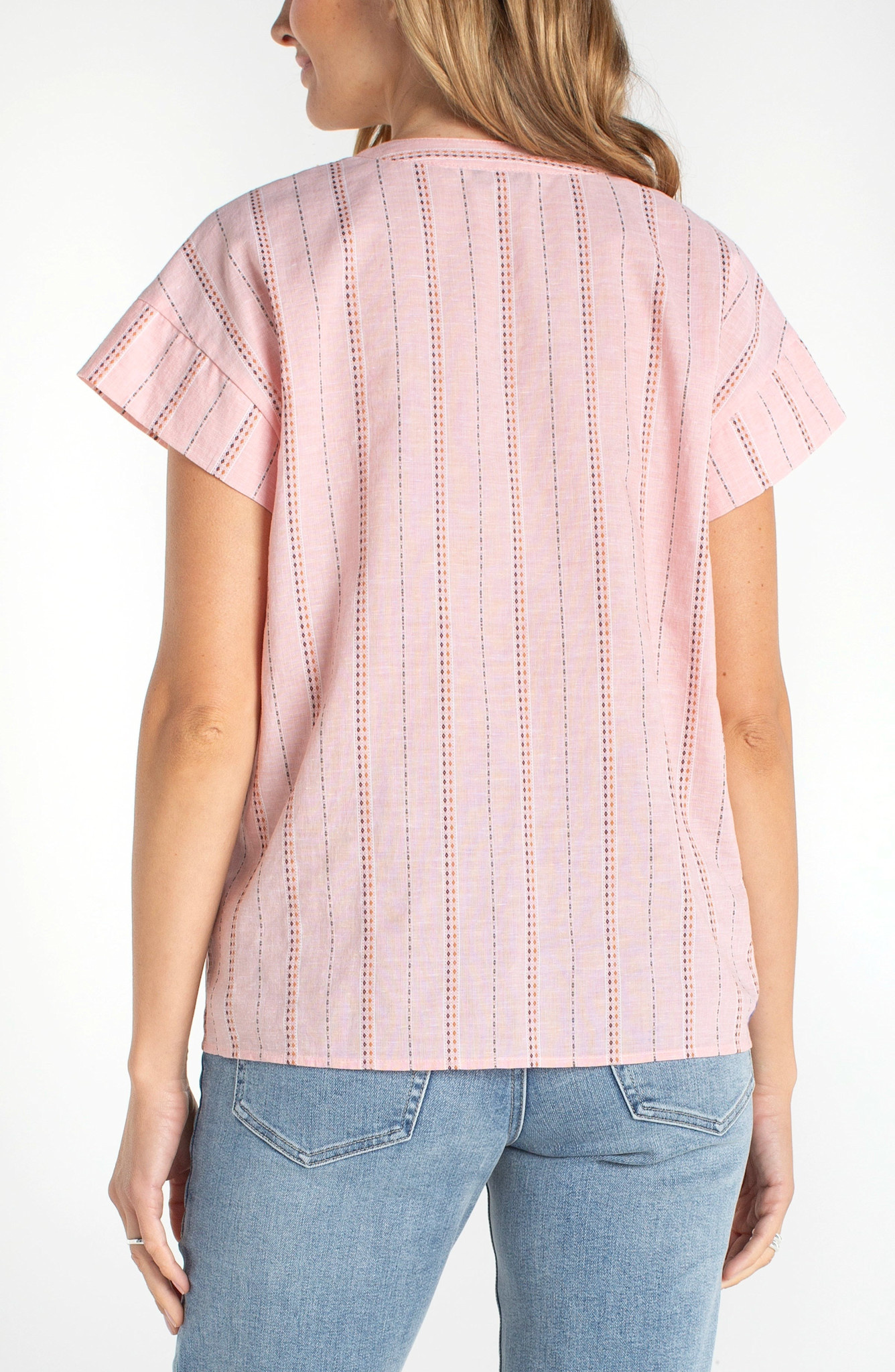 Liverpool Los Angeles short sleeve popover woven top