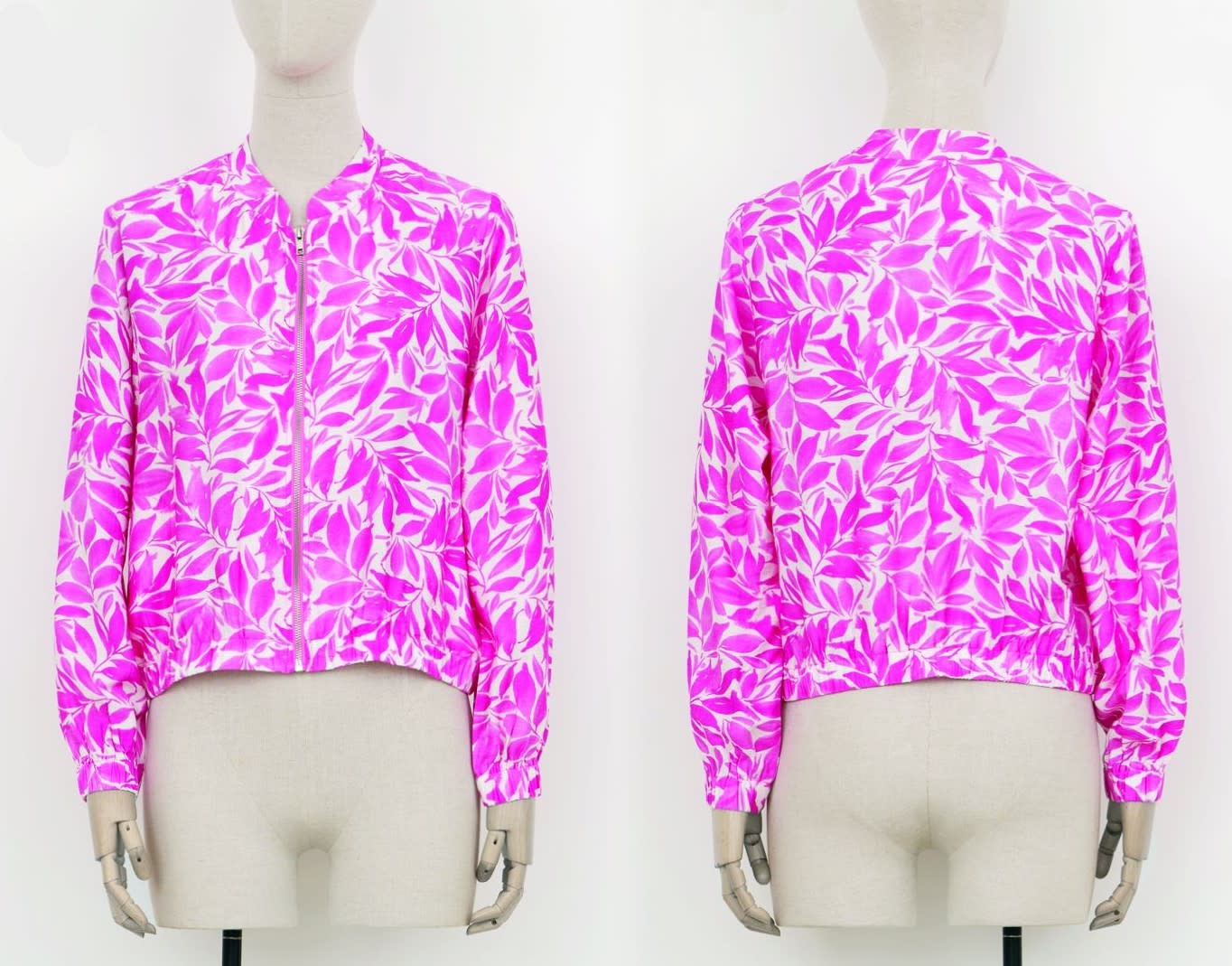 Molly Bracken Floral Print Bomber Jacket (Pink Magenta Ladies Woven Jacket)