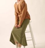 Toffee Easy Fit Mineral-Wash Slub Knit Exposed-Seam Top