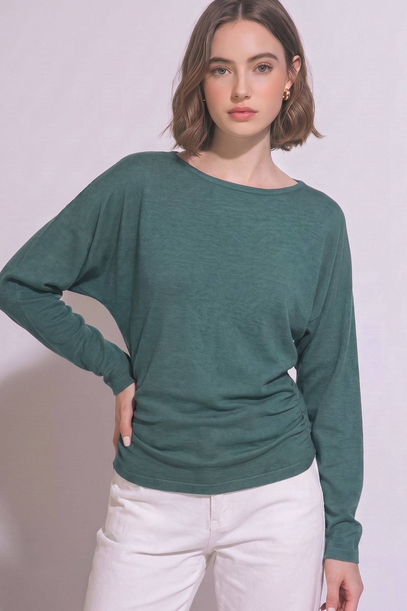 Teal Green Long Sleeve Knit Top