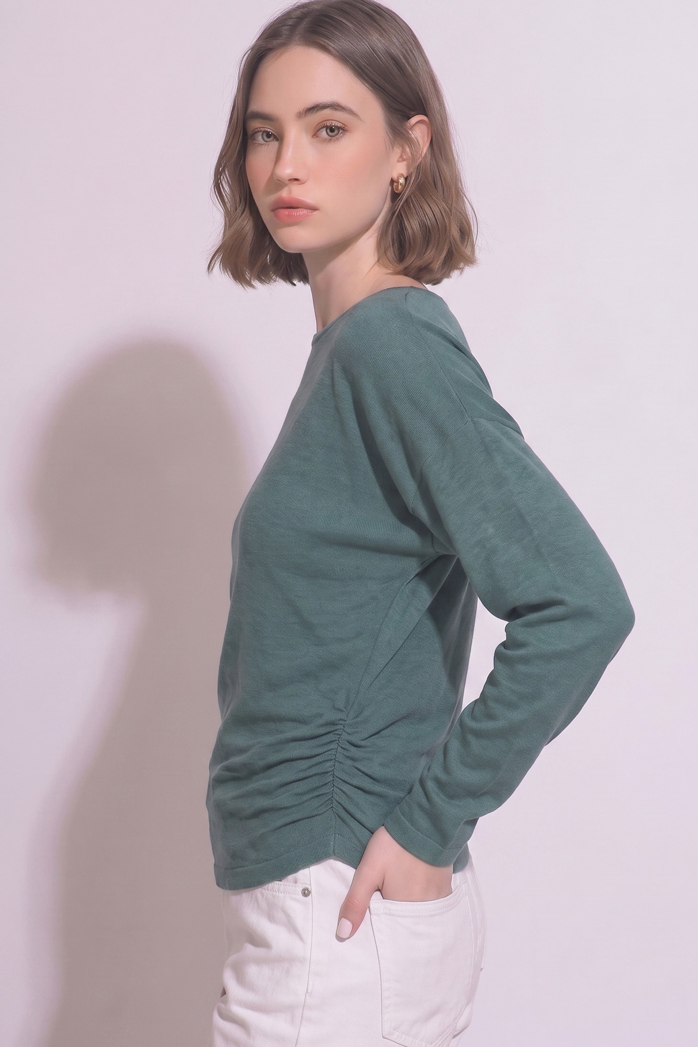 Teal Green Long Sleeve Knit Top