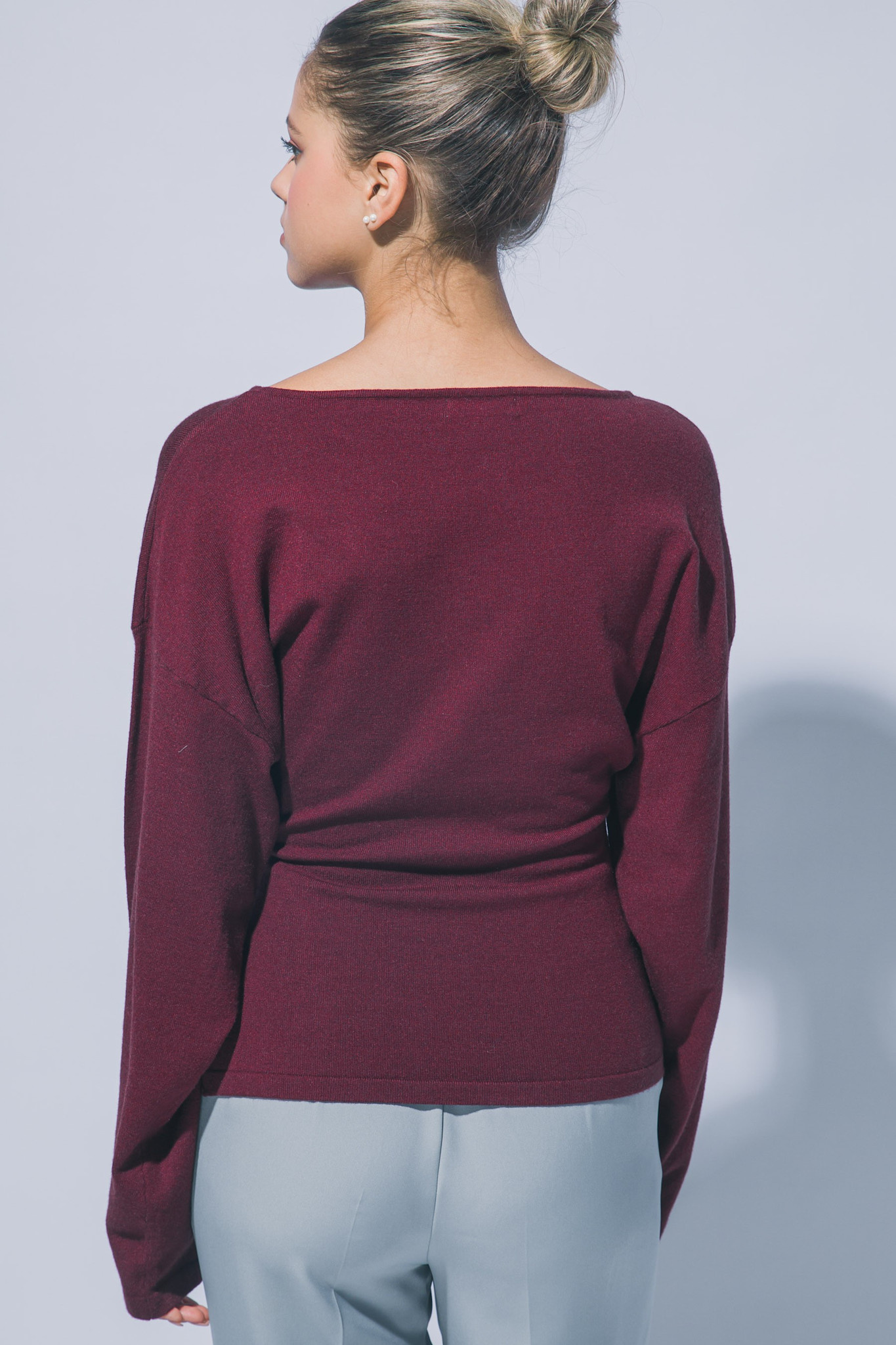 Burgundy Relaxed Boat Neck Sweater