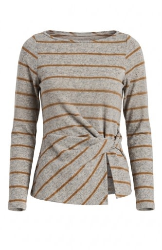Liverpool Los Angeles long sleeve boat neck knit top w/ twist detail